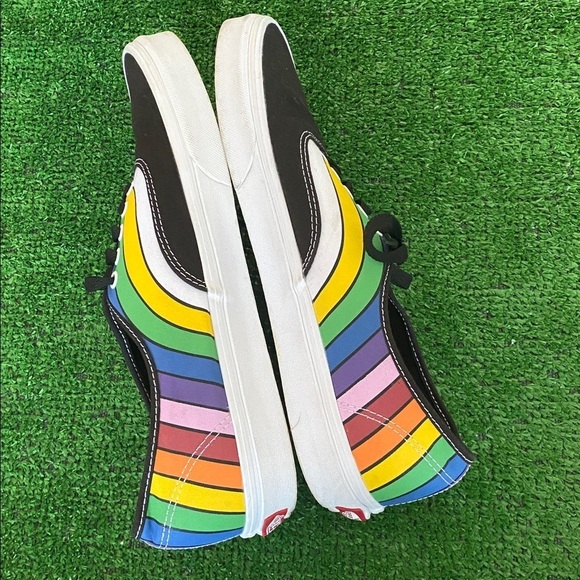 Vans Authentic Refract Black White Multi Men\'s 11.5 Skate Shoes Rainbow U-10 main image 4